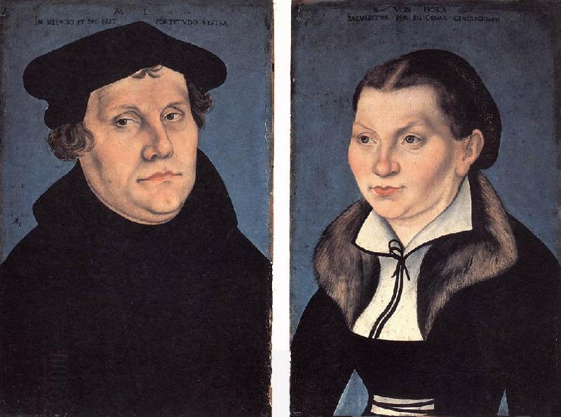CRANACH, Lucas the Elder Diptych with the Portraits of Luther and his Wife df China oil painting art